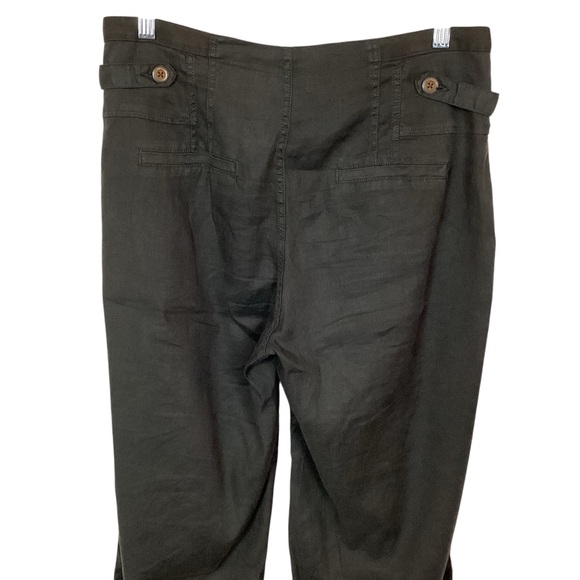 SUNDANCE Villa Wide Leg Crop Button Fly Linen Pant Black - Picture 6 of 13